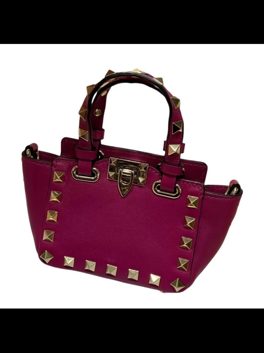 Valentino Garavani Fuchsia Leather Stud-Trim Satchel
